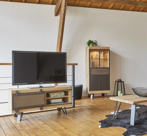 Meuble TV avec cheminée de 45,7 cm, centre de divertissement moderne haute  brillance de 81,3 cm, meuble console TV à 2 niveaux pour téléviseurs